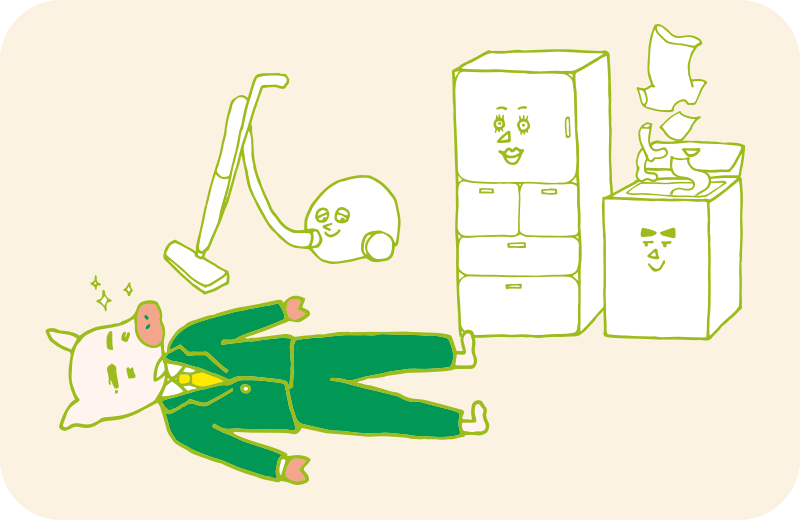 家電に自由な時間を作ってもらっているトントンのイラスト