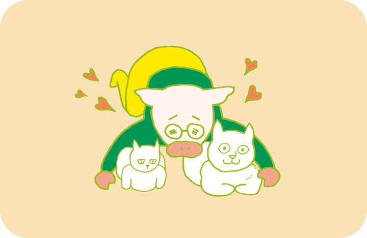 六本指の猫を愛でるヘミングウェイのイラスト