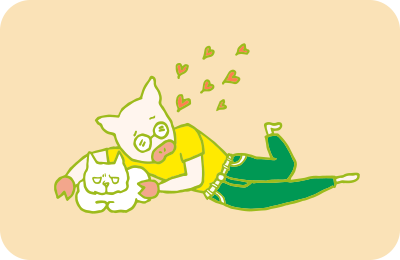 猫が不機嫌な様子でも、とにかく愛しくてしょうがないトン十郎のイラスト