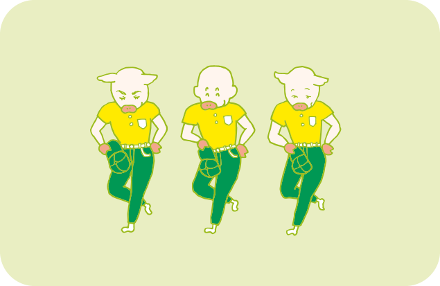 お行儀よく、にこやかに挨拶するトントンたちのイラスト