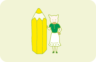 ブログ執筆にやる気マンマンで臨む、かよトンのイラスト
