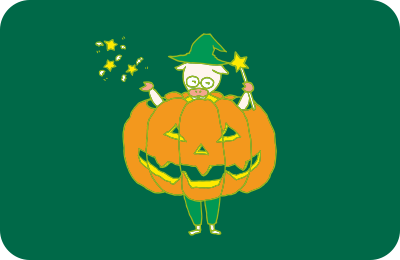 ハロウィン用のカボチャの衣装を着て、かわいいジャック・オ・ランタンに変身したトン十郎