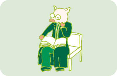 グリム兄弟の像を真似しているトン十郎のイラスト