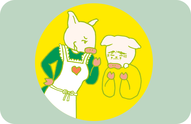 悪だくみを話す夫婦のイラスト
