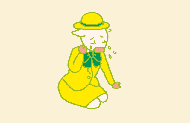 泣いているバスガイドさんのイラスト