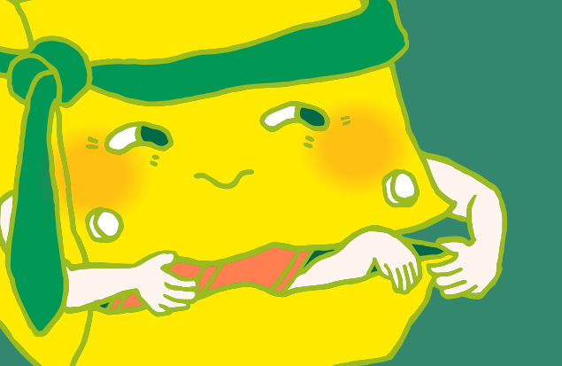 もぐもぐしながらニンマリ笑う、不用品回収車のイラスト