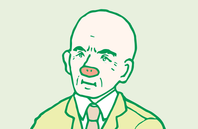 ウルウルした瞳の、ラーナー学科長のイラスト