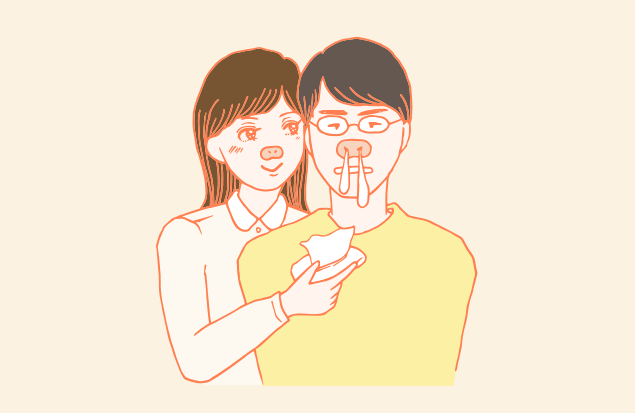 慢性鼻炎の彼氏にゾッコンな彼女のイラスト