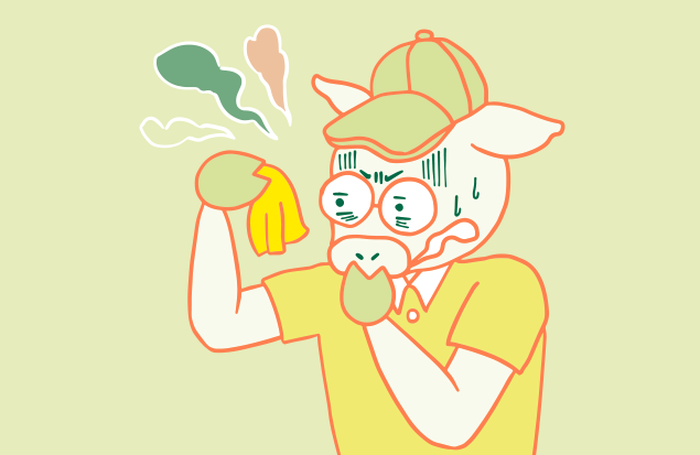 異臭を放つハンカチのイラスト