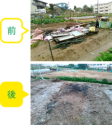 物置回収前と、回収後の写真