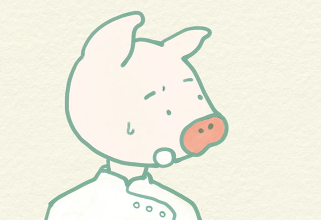 「まじで?」と思っている顔のかよトンのイラスト