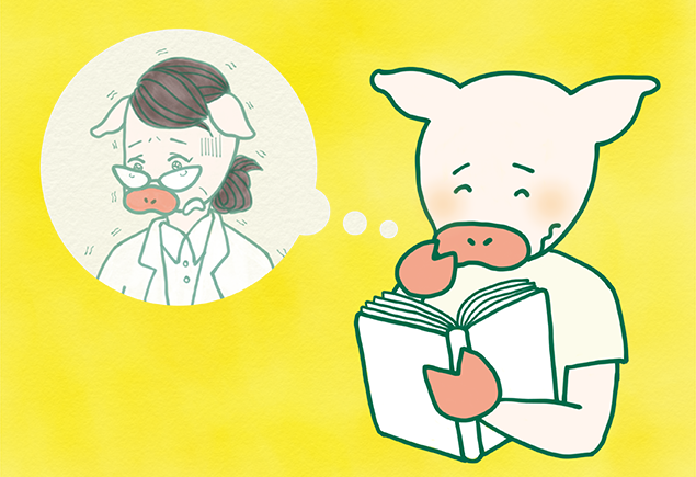 論文を読んで先生の顔を思い出し、思わず笑ってしまうかよトンのイラスト
