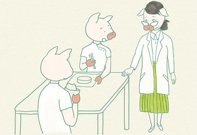 かよトンのところにフラフラとやってきた、先生のイラスト