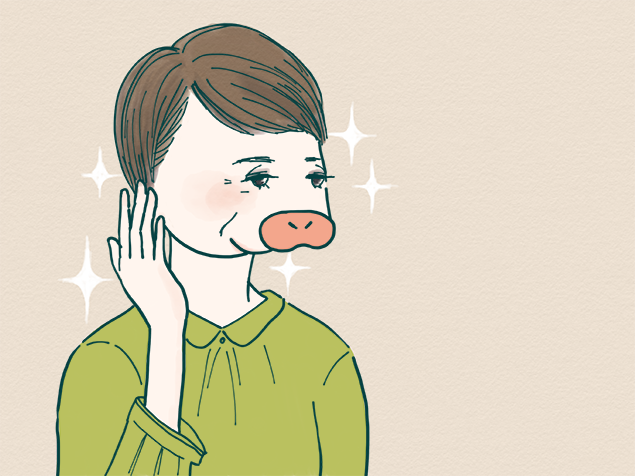 美しく変身した、かよトンの母のイラスト