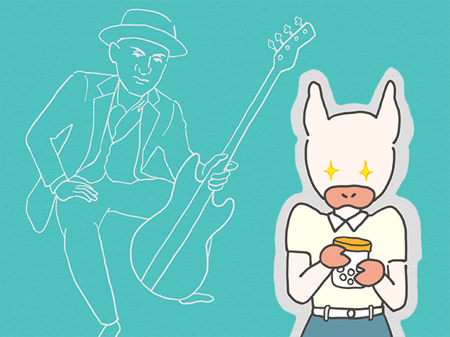マーカス・ミラーを聴いて高ぶっているかよトンのイラスト