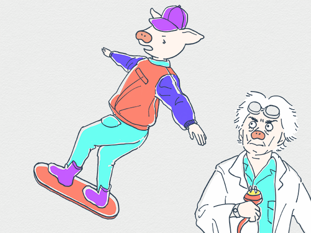 バックトゥーザフューチャーのマーティとドクのイラスト