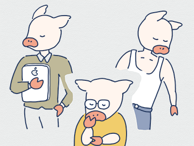 ミニマリストと貧乏について考えているトン十郎のイラスト