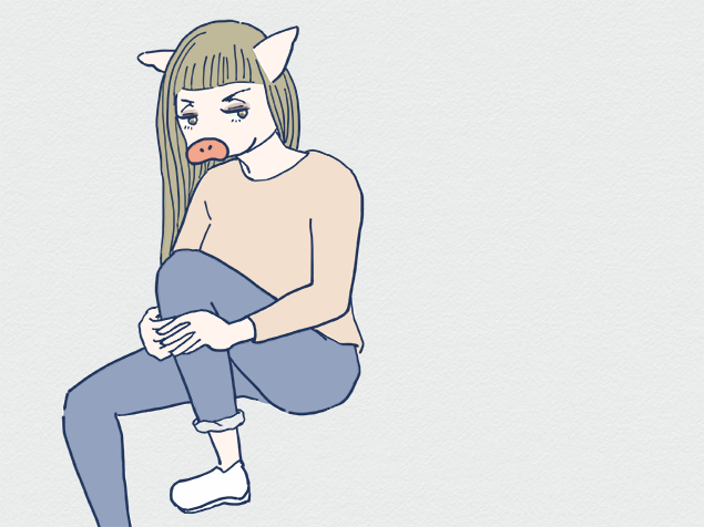ノームコアっぽい女性のイラスト