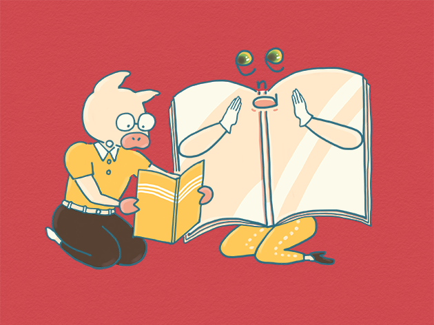 エンディングノートを見ているところのイラスト