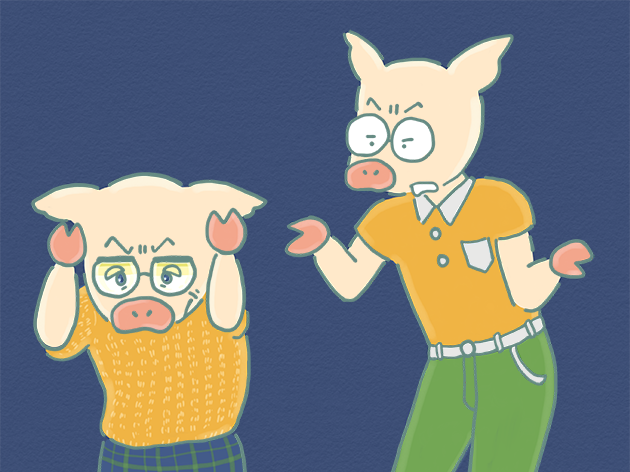 説得中のイラスト