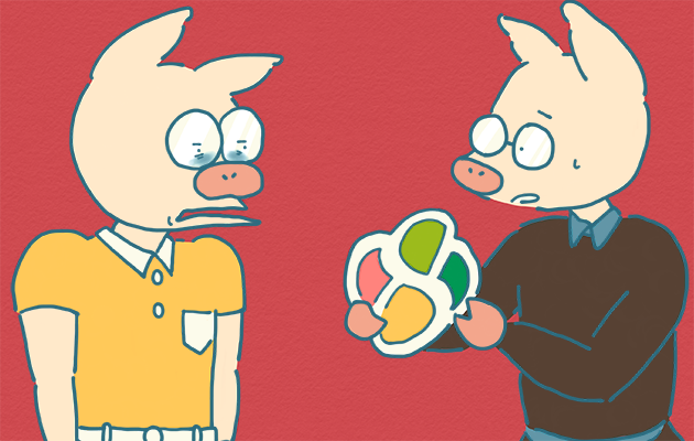 マークが気に入らないトン十郎のイラスト