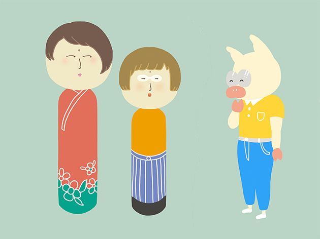 なぜか触りたくなるこけしのイラスト