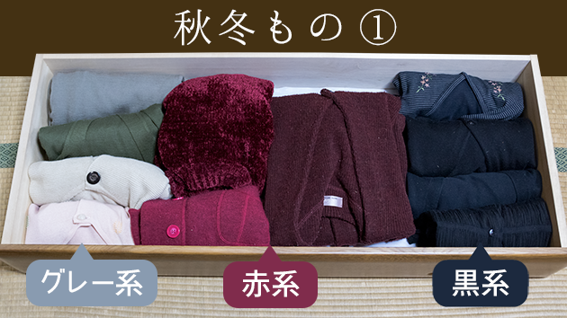 洋服ダンスの中 片付け後の写真(秋冬もの1