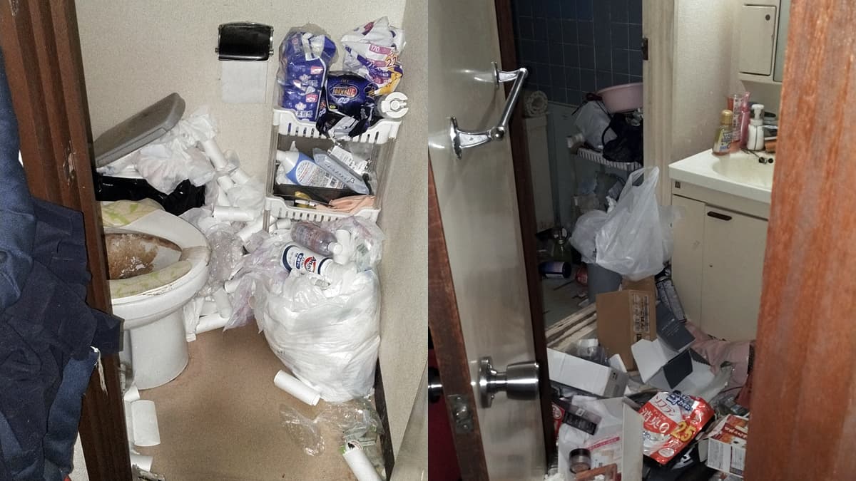 片付け前のトイレとお風呂の様子