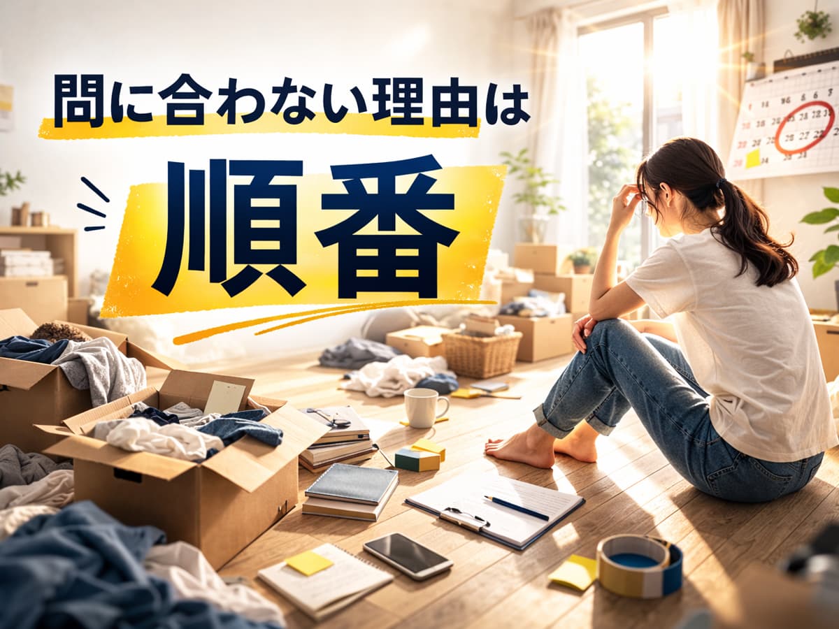 退去前の片付けが間に合わない理由は順番であることを示したイメージ画像