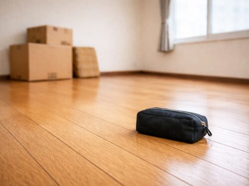 引越し後の空室で見つかったポーチ（豊田市での片付け・不用品回収作業中）